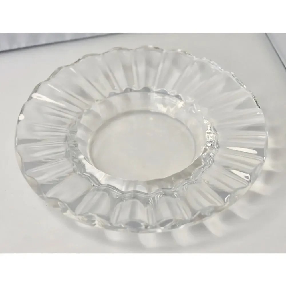BACCARAT CRYSTAL WAVEY PILLAR CANDLE HOLDER PLATE